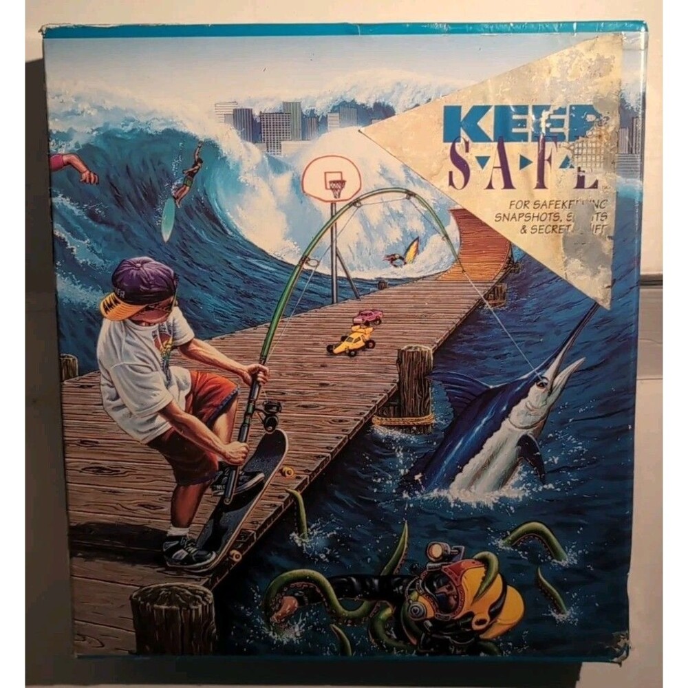 Keep Safe Vintage 90s 3-Ring Binder by Climax Graphics Skateboard Surfing READ
